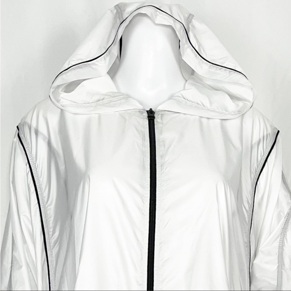 Koral B&W Front Zip &Pockets Lower Half Back Mesh Hooded Windbreaker Jacket SzXL - Picture 9 of 16